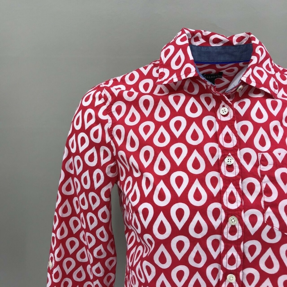 Talbots Geometric Long Sleeve Button Top Size 2 - Picture 2 of 7
